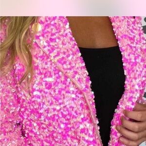 Glamorous Pink Sequin Bomber Jacket